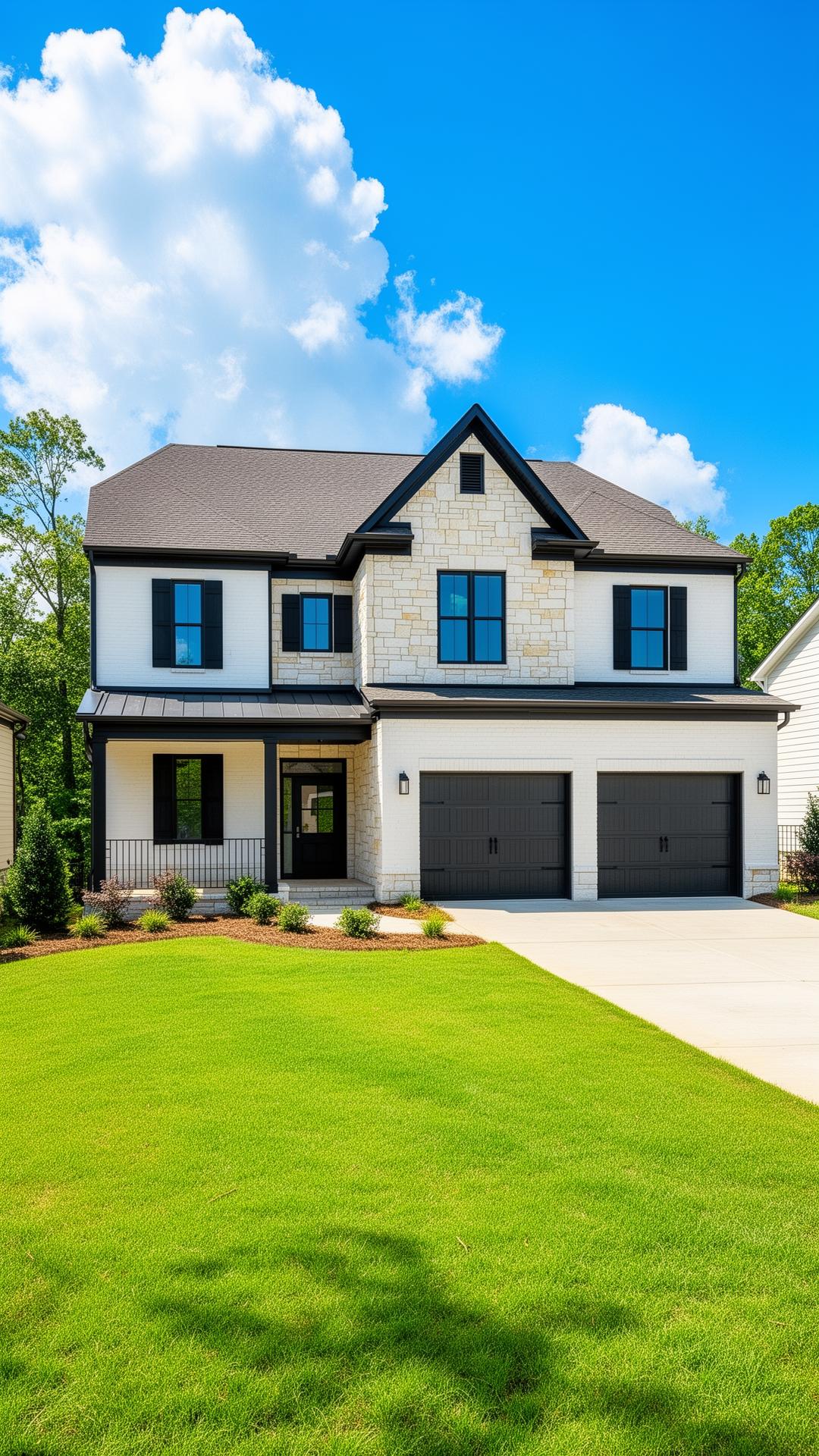 Newly built luxury home in the Charlotte, North Carolina metro at twilight